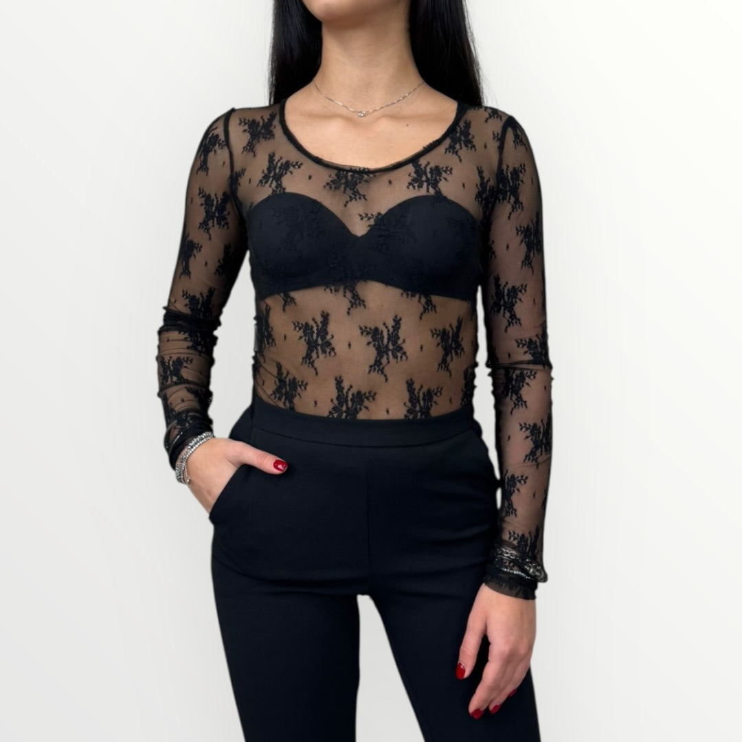 IMPERIAL - T-SHIRT A MANICA LUNGA IN PIZZO