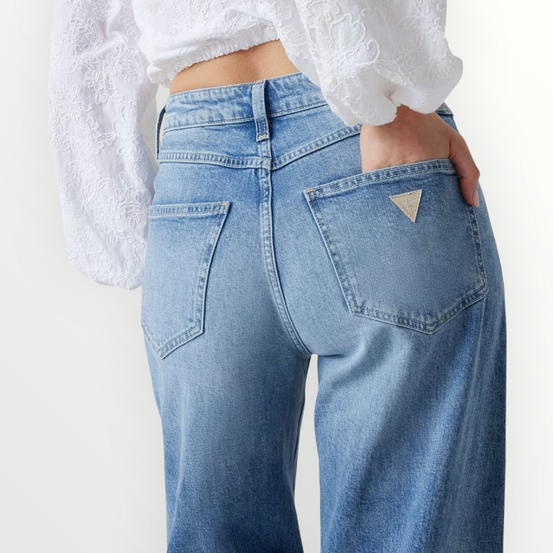 GUESS - JEANS WIDE LEG CON LAVAGGIO CHIARO