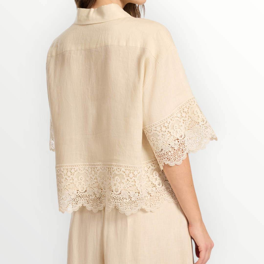 ELENA MIRO' - CAMICIA IN LINO CON PIZZO