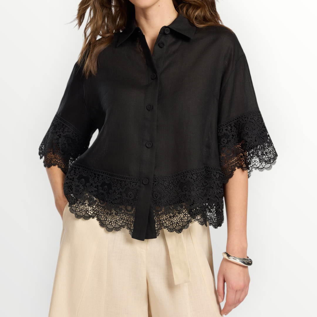 ELENA MIRO' - CAMICIA IN LINO CON PIZZO
