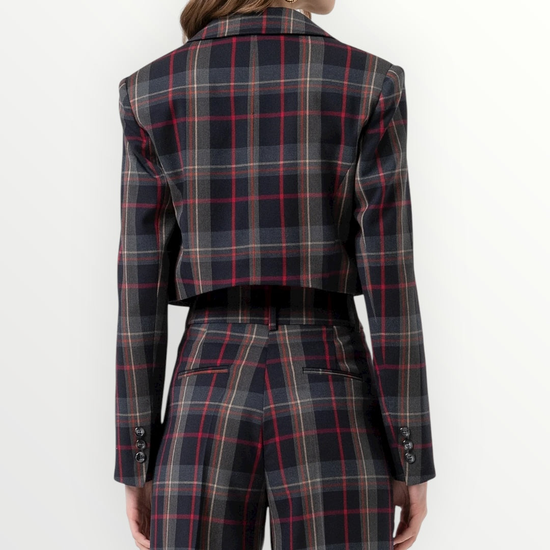 FRACOMINA - GIACCA CROPPED IN FANTASIA TARTAN