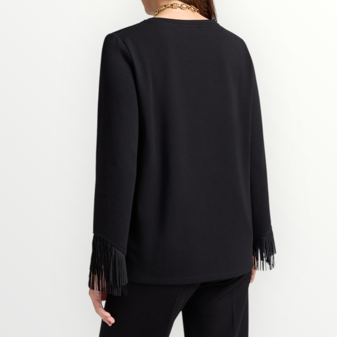 ELENA MIRO' - MAGLIA CON FRANGE A FONDO MANICA