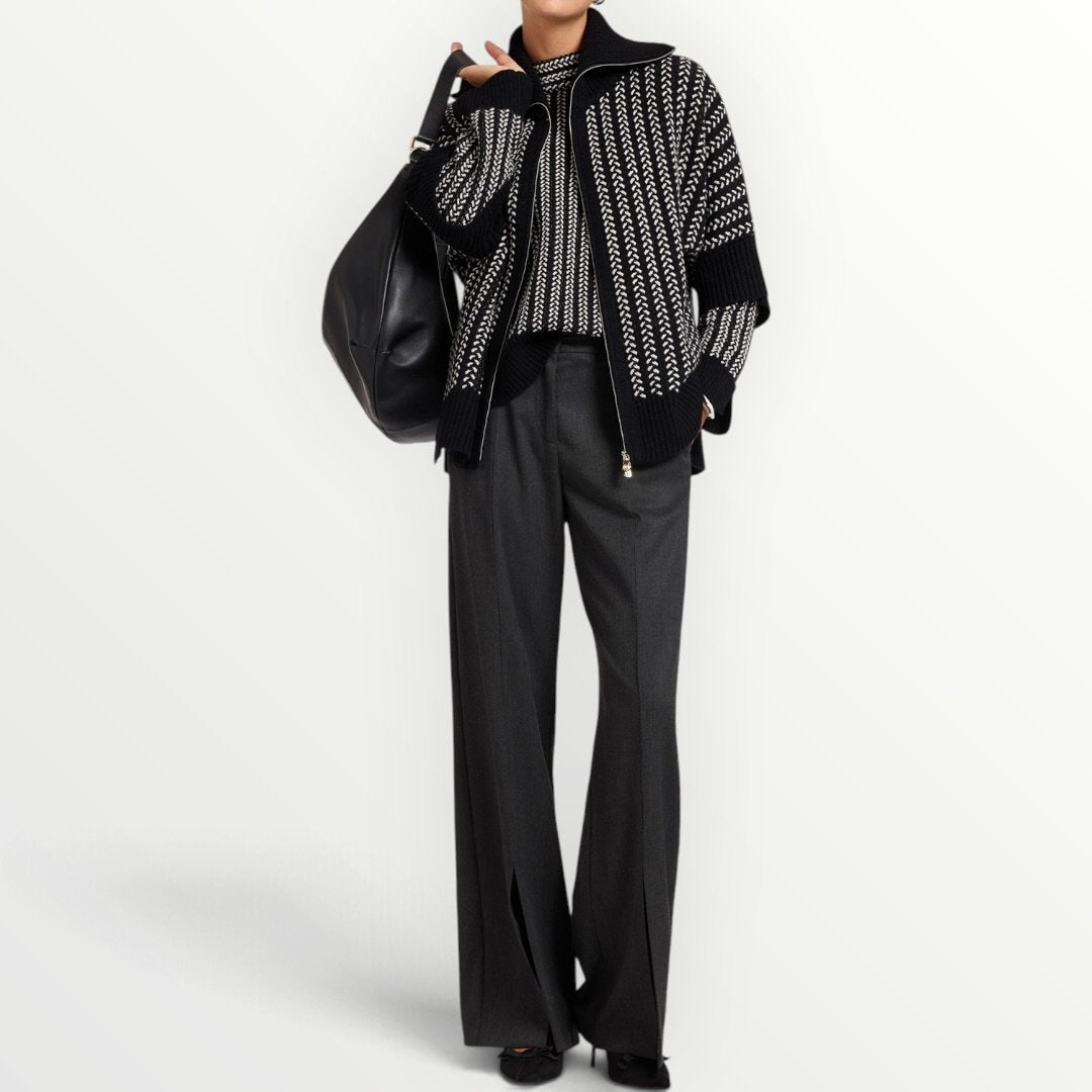 ELENA MIRO' - CARDIGAN A TRECCE CON ZIP