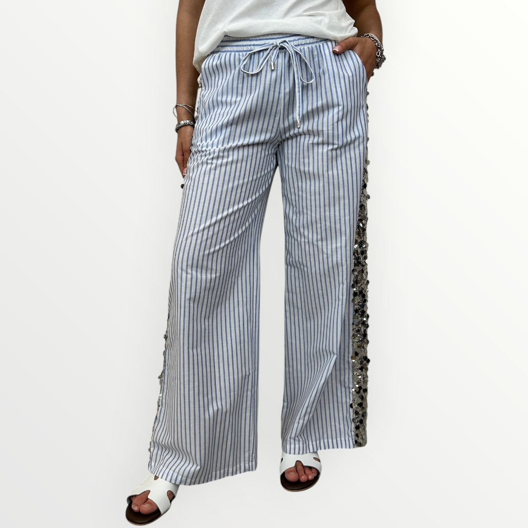 MOTEL - PANTALONE A RIGHE CON PAILLETTES