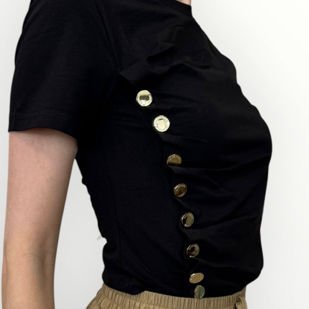 NO SECRETS - T-SHIRT CON BOTTONI LATERALI