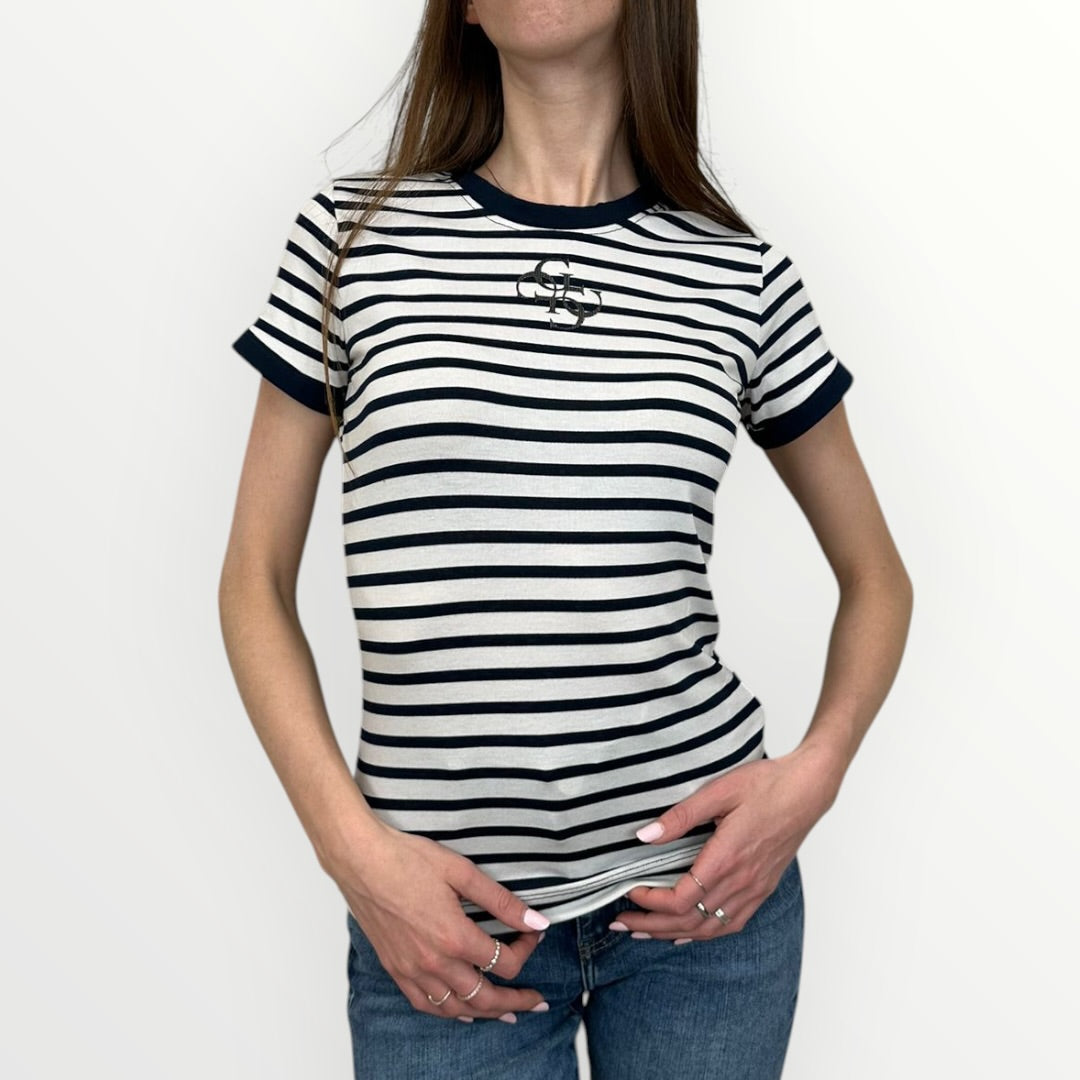 GUESS - T-SHIRT A RIGHE CON LOGO