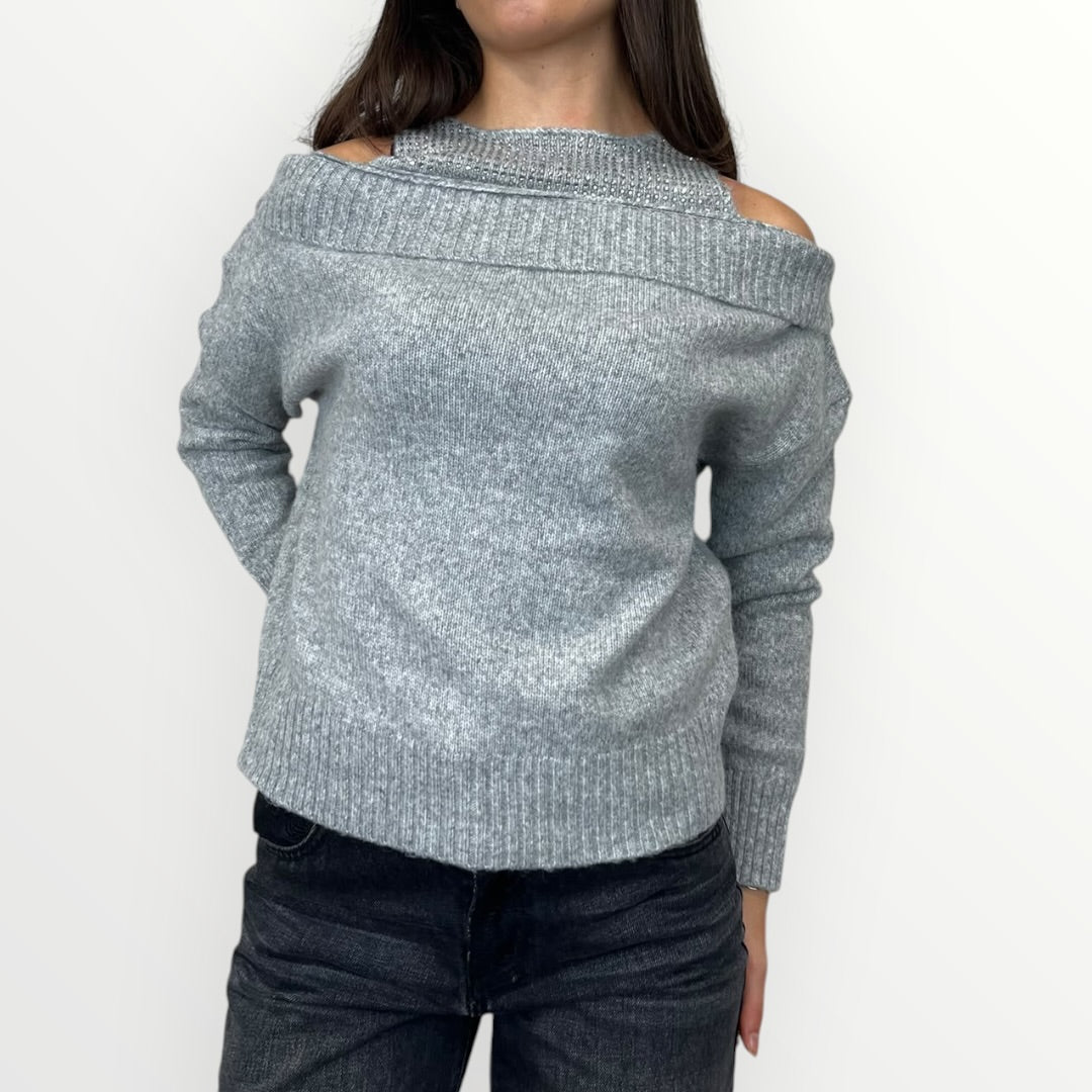 NO SECRETS - MAGLIA CON CUT-OUT E STRASS