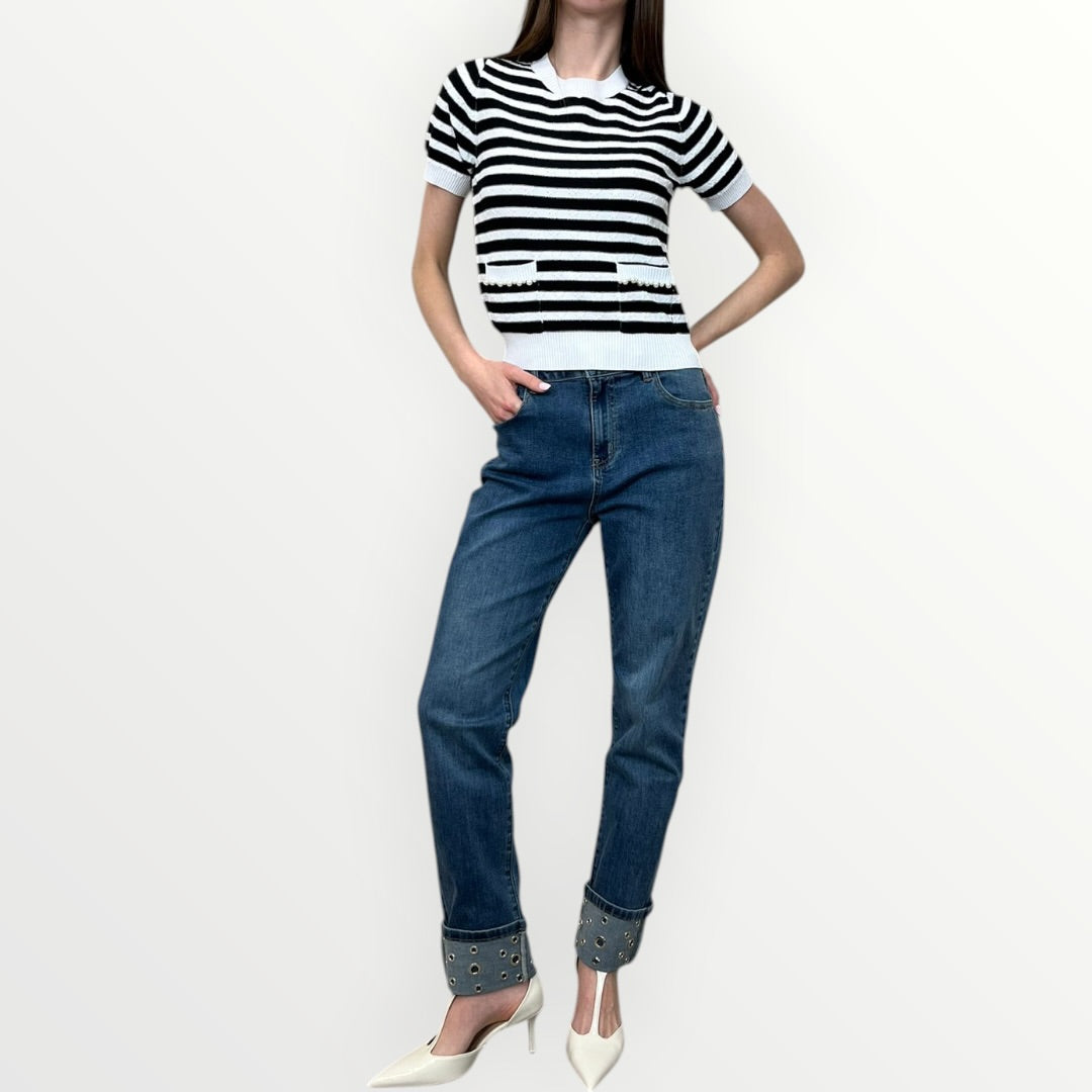NO SECRETS - MAGLIA RIGATA CON TASCHINI