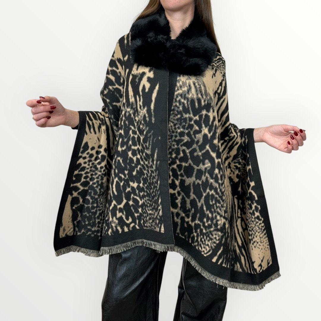 AYFEE - MANTELLA IN FANTASIA CON COLLO IN ECO-PELLICCIA
