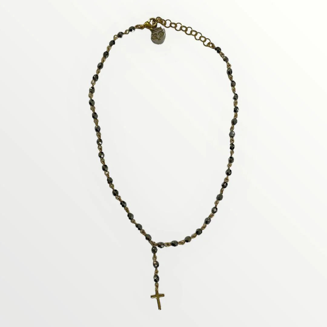 MOMI - COLLANA ROSARIO CORTO CROCE - LOFT.73