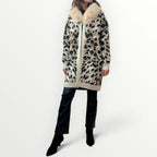 AYFEE - CARDIGAN MACULATO CON COLLO IN ECO-PELLICCIA