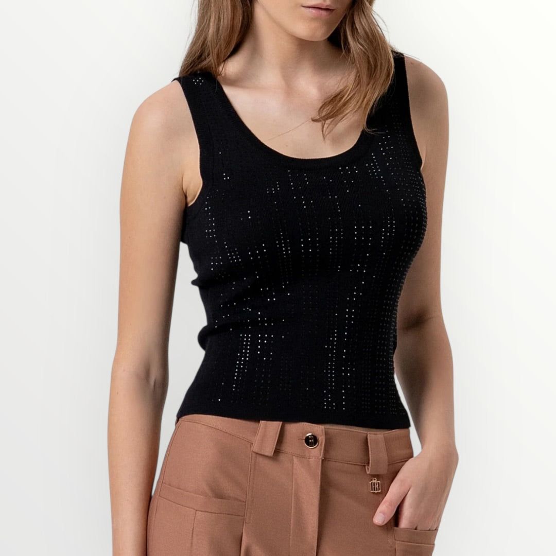 FRACOMINA - TOP IN MAGLIA CON BRILLANTINI