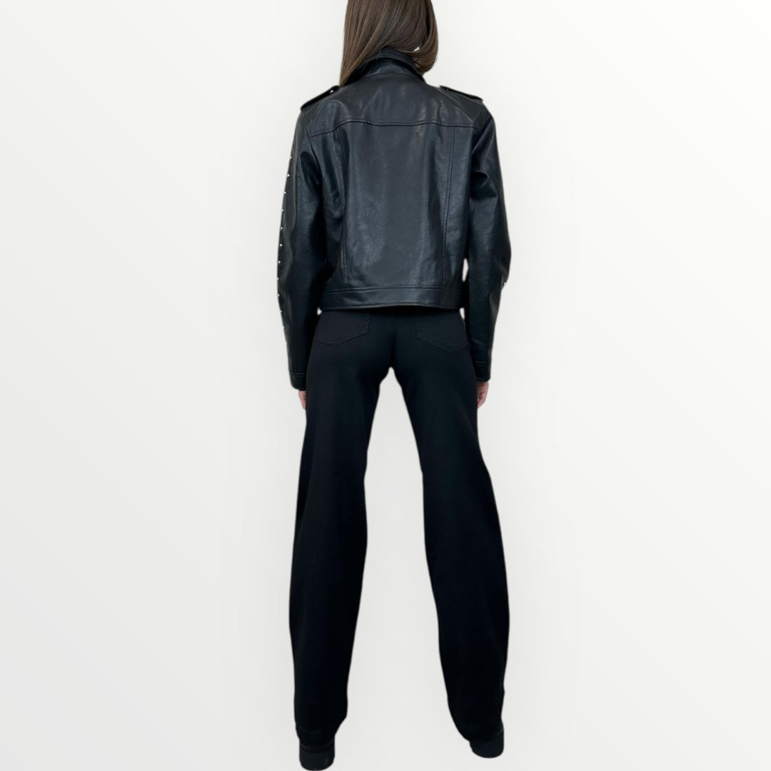 VERO MODA - GIUBBINO IN ECO PELLE CON BORCHIE