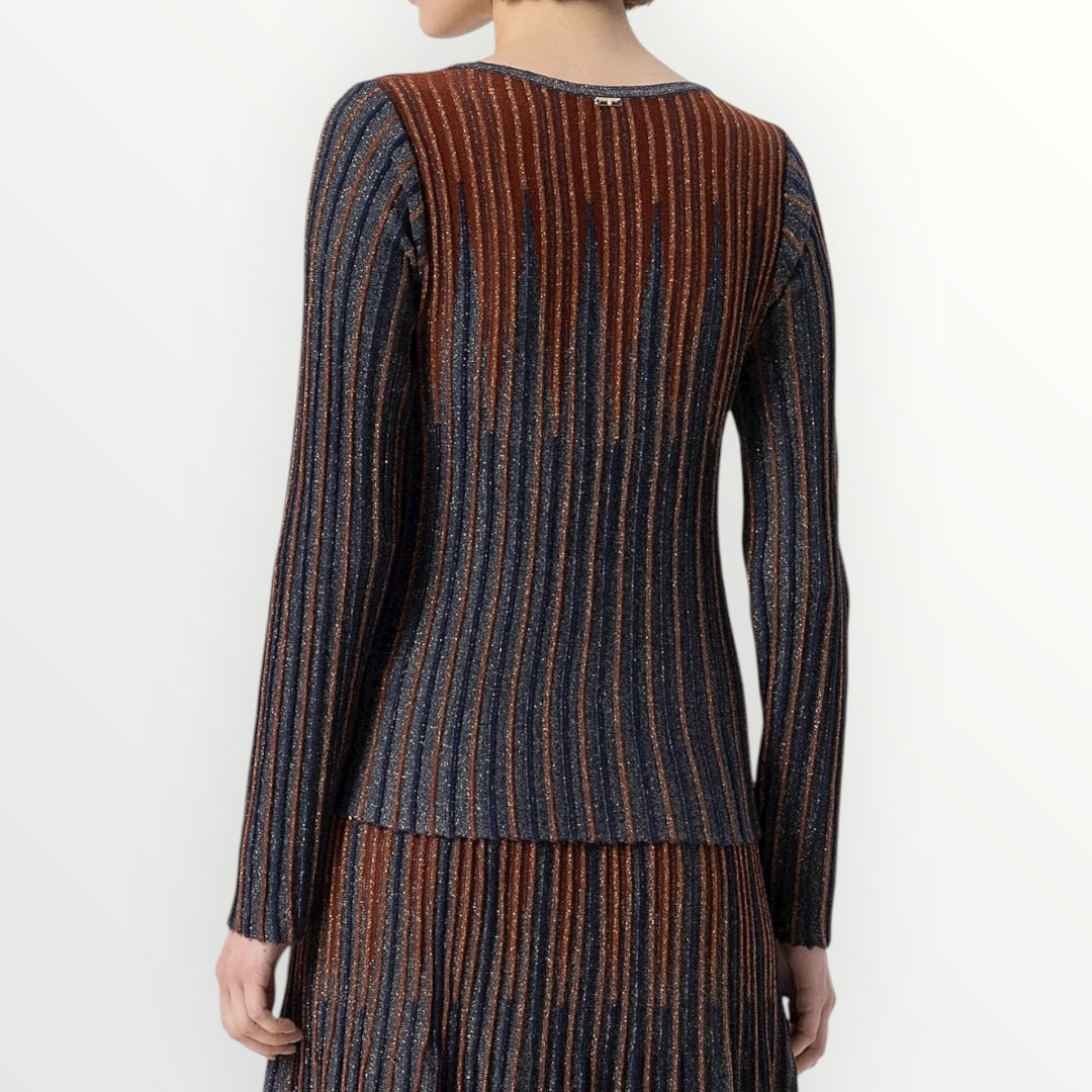 FRACOMINA - MAGLIA A COSTE CON LANA E LUREX