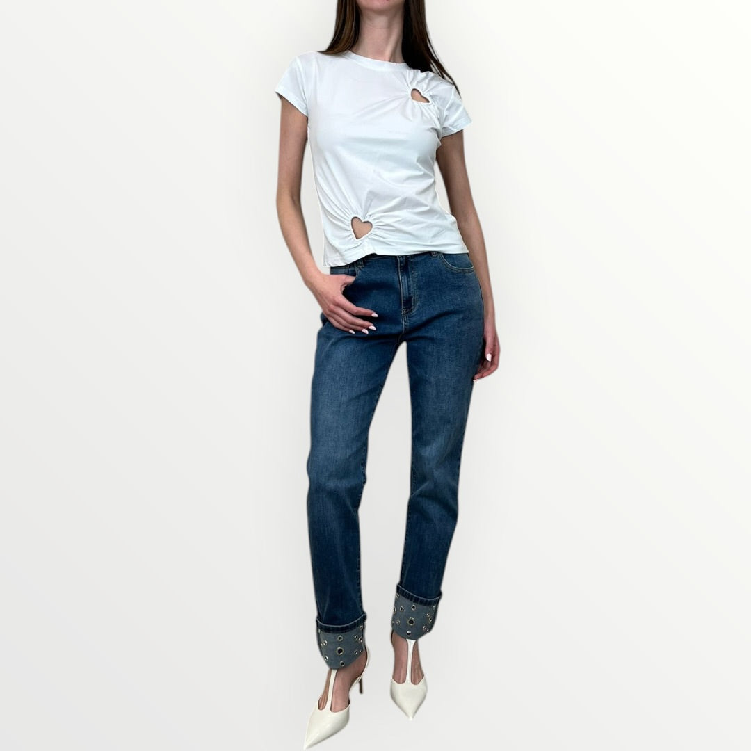 NO SECRETS - T-SHIRT CON CUT-OUT CUORI