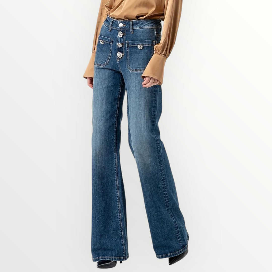 FRACOMINA - JEANS CON BOTTONI GIOIELLO