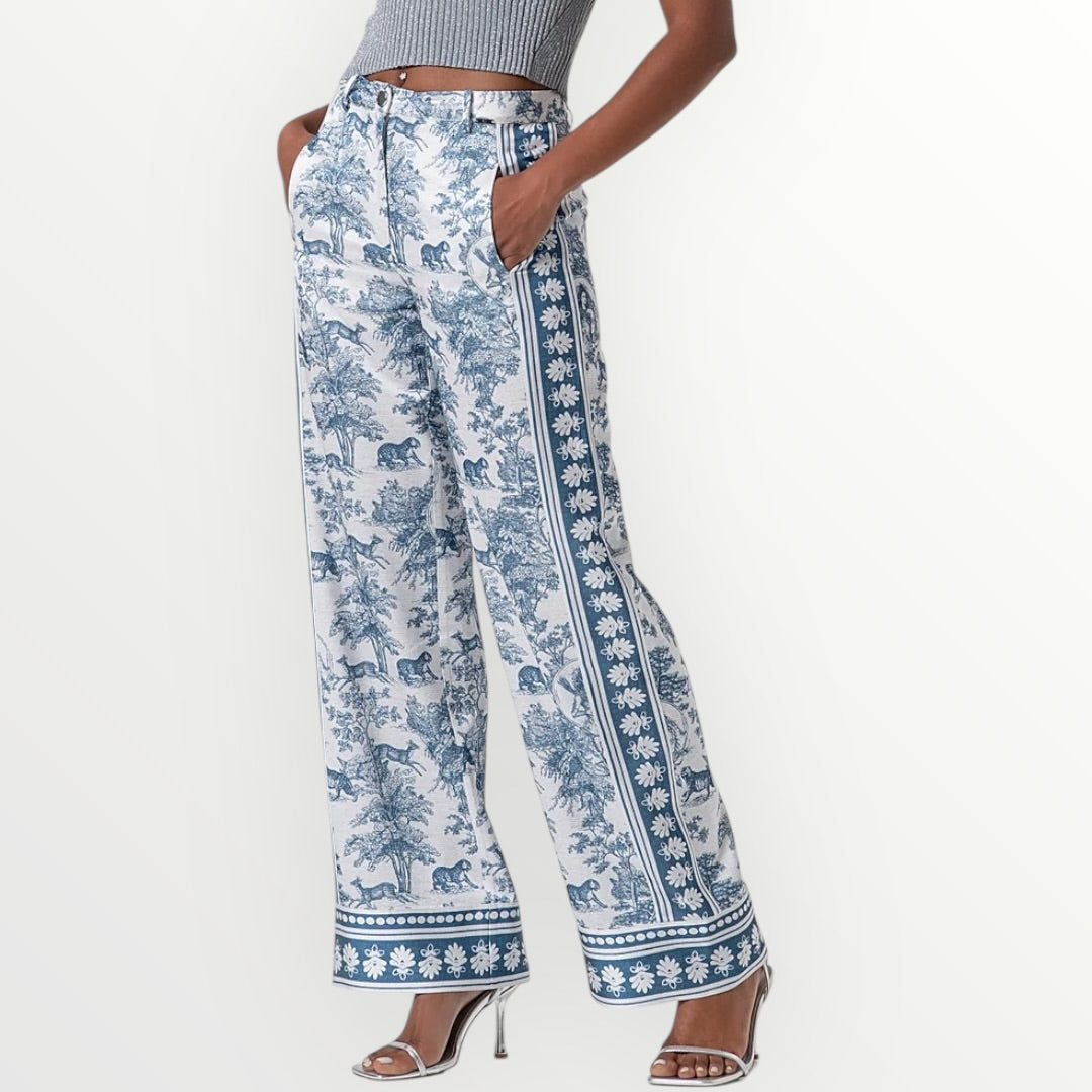 FRACOMINA - PANTALONE A PALAZZO IN FANTASIA