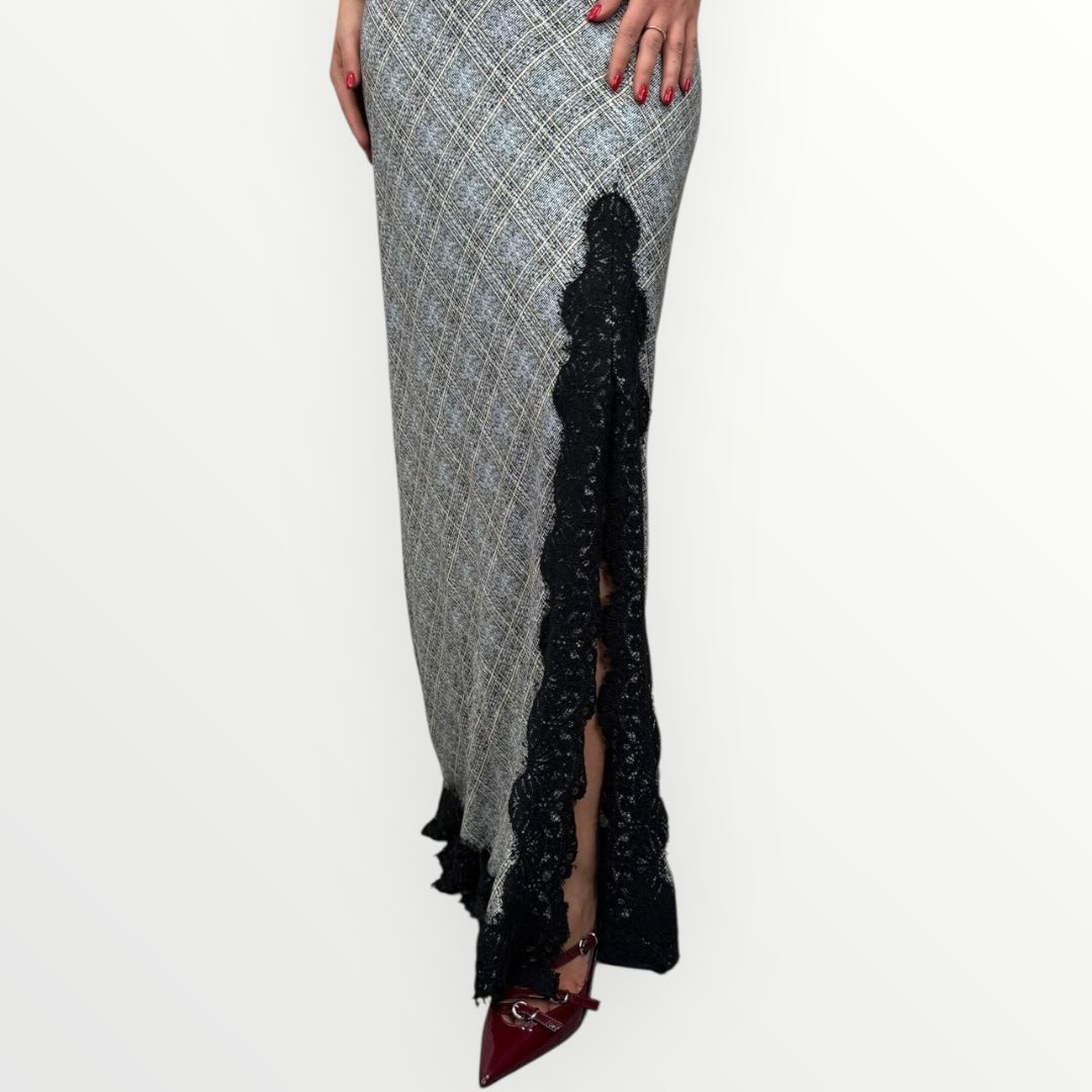 HAVEONE - ABITO LUNGO CON PROFILI IN PIZZO