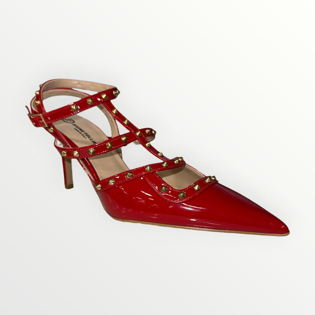 DIVINE FOLLIE - DECOLLETE IN VERNICE LUCIDA CON BORCHIE