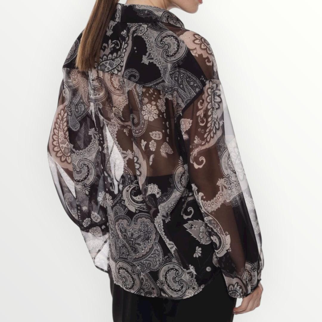 IMPERIAL - CAMICIA STAMPA PAISLEY CON VOLANT