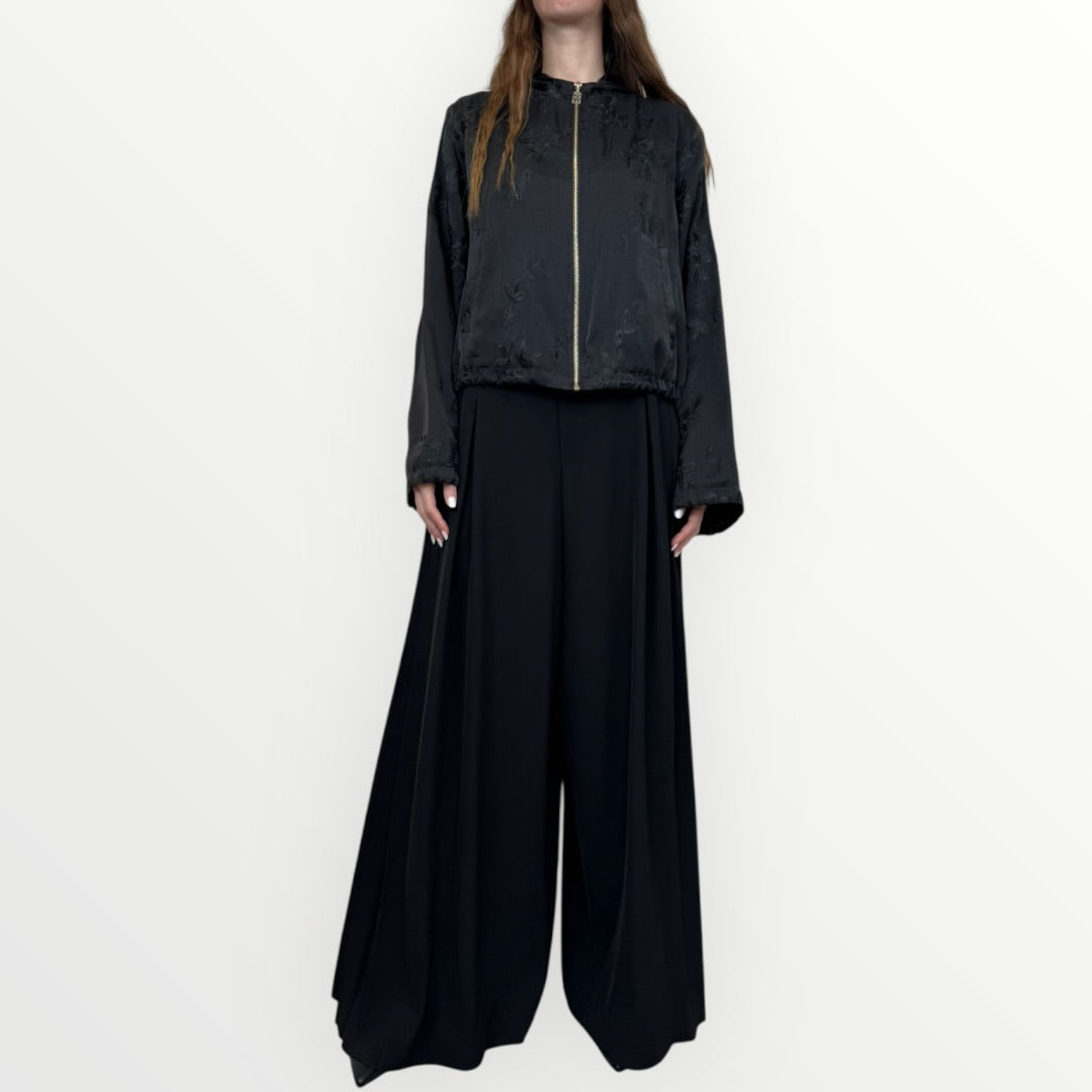 FRACOMINA - PANTALONE A PALAZZO CON PLISSE LATERALE