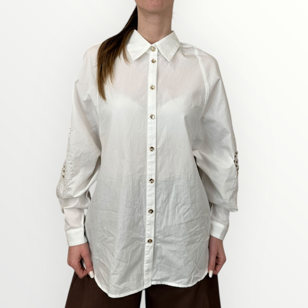 FRACOMINA - CAMICIA CON APPLICAZIONI SULLE MANICHE