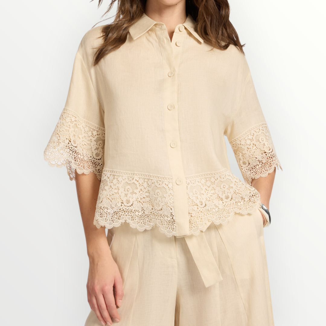 ELENA MIRO' - CAMICIA IN LINO CON PIZZO