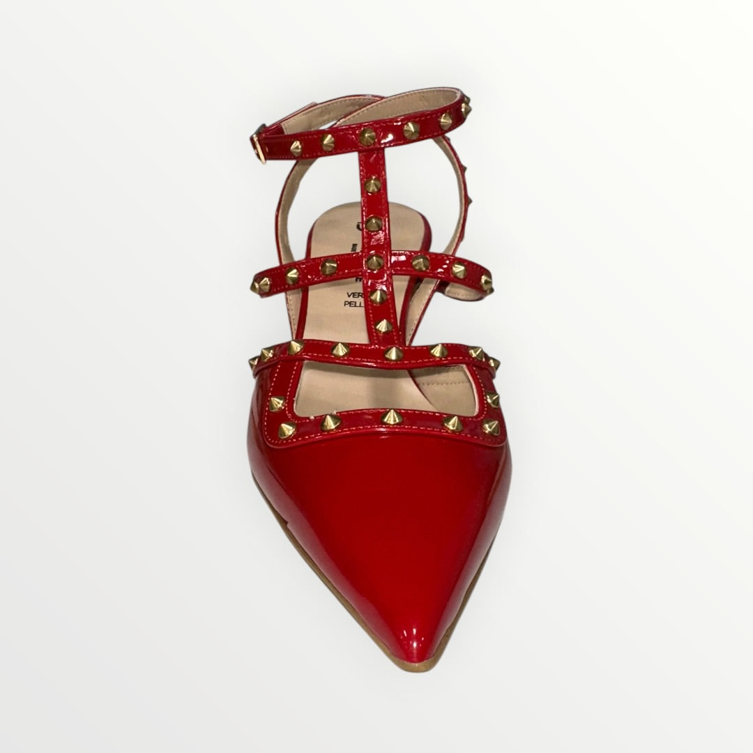 DIVINE FOLLIE - DECOLLETE IN VERNICE LUCIDA CON BORCHIE