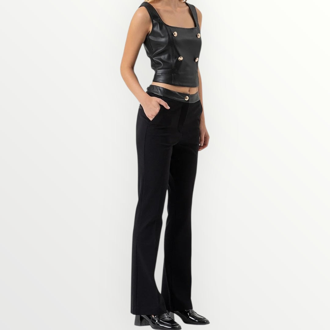 FRACOMINA - PANTALONE CON INSERTI IN PELLE