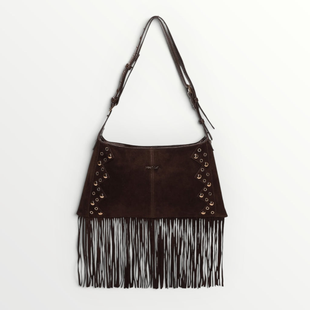 MIMI' MUA' - BORSA A TRACOLLA CON BORCHIE E FRANGE