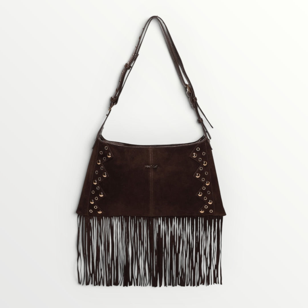 MIMI' MUA' - BORSA A TRACOLLA CON BORCHIE E FRANGE