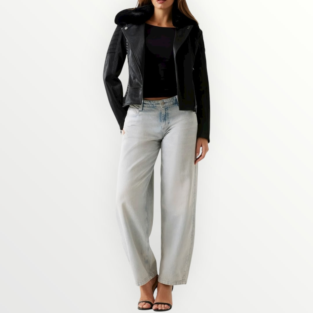 GUESS - GIUBBINO IN SIMIL PELLE E PELLICCIA