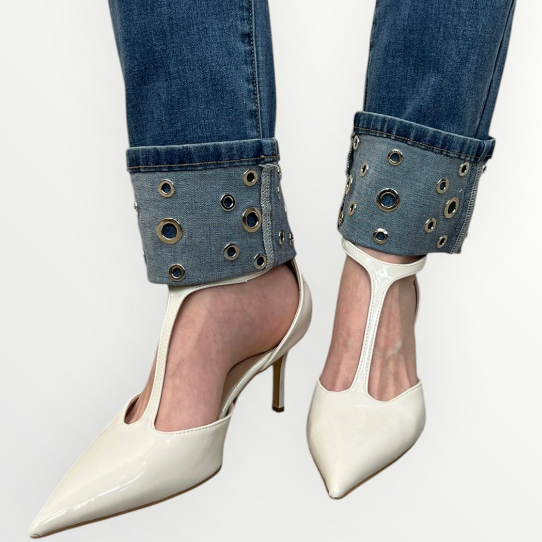 NO SECRETS - JEANS CON OCCHIELLI SUL FONDO