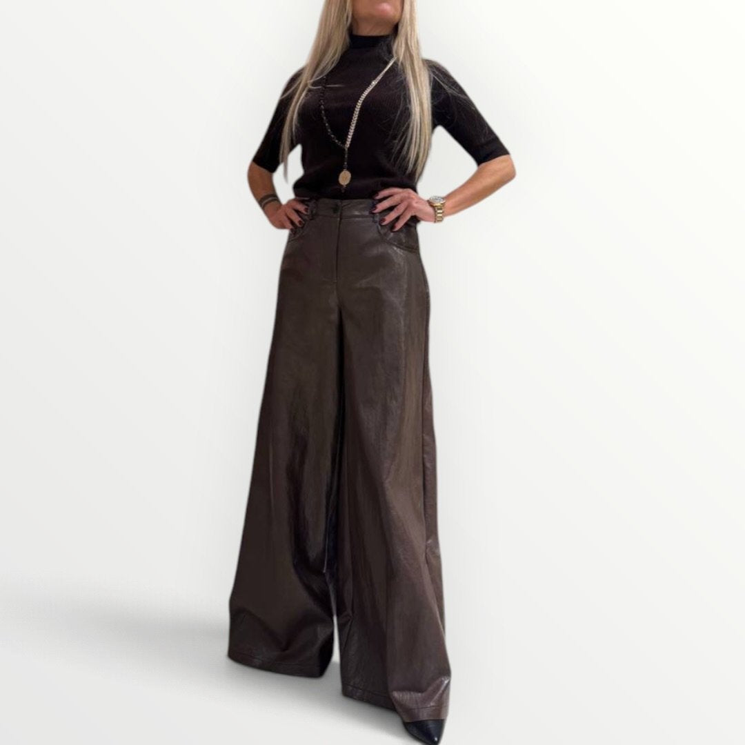HAVEONE - PANTALONE IN ECO-PELLE SUPER PALAZZO