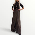 HAVEONE - PANTALONE IN ECO-PELLE SUPER PALAZZO