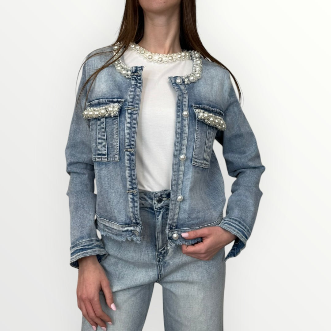 NO SECRETS - GIUBBINO CON PROFILI DI PERLE