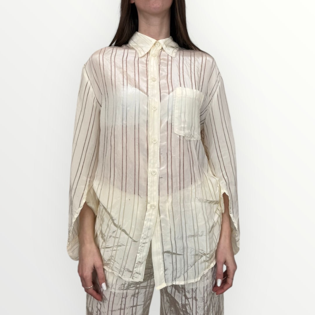 SOUVENIR - CAMICIA RIGATA CON TRASPARENZE
