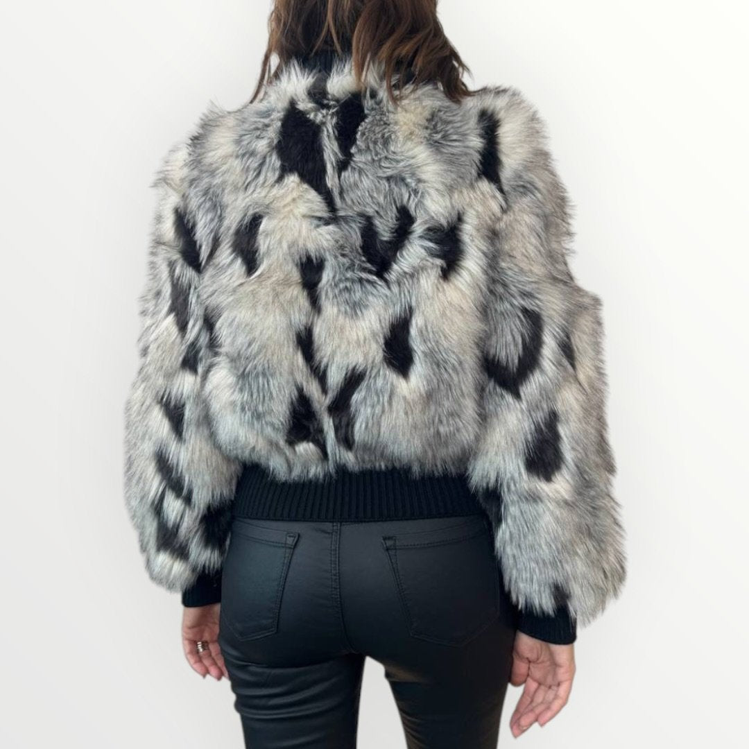 AYFEE - BOMBER IN ECO-PELLICCIA CON INSERTO A COSTINA