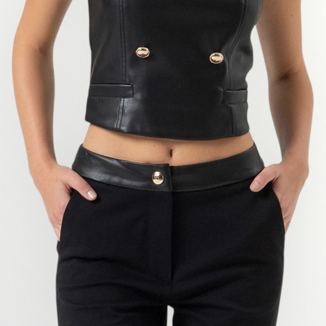 FRACOMINA - PANTALONE CON INSERTI IN PELLE