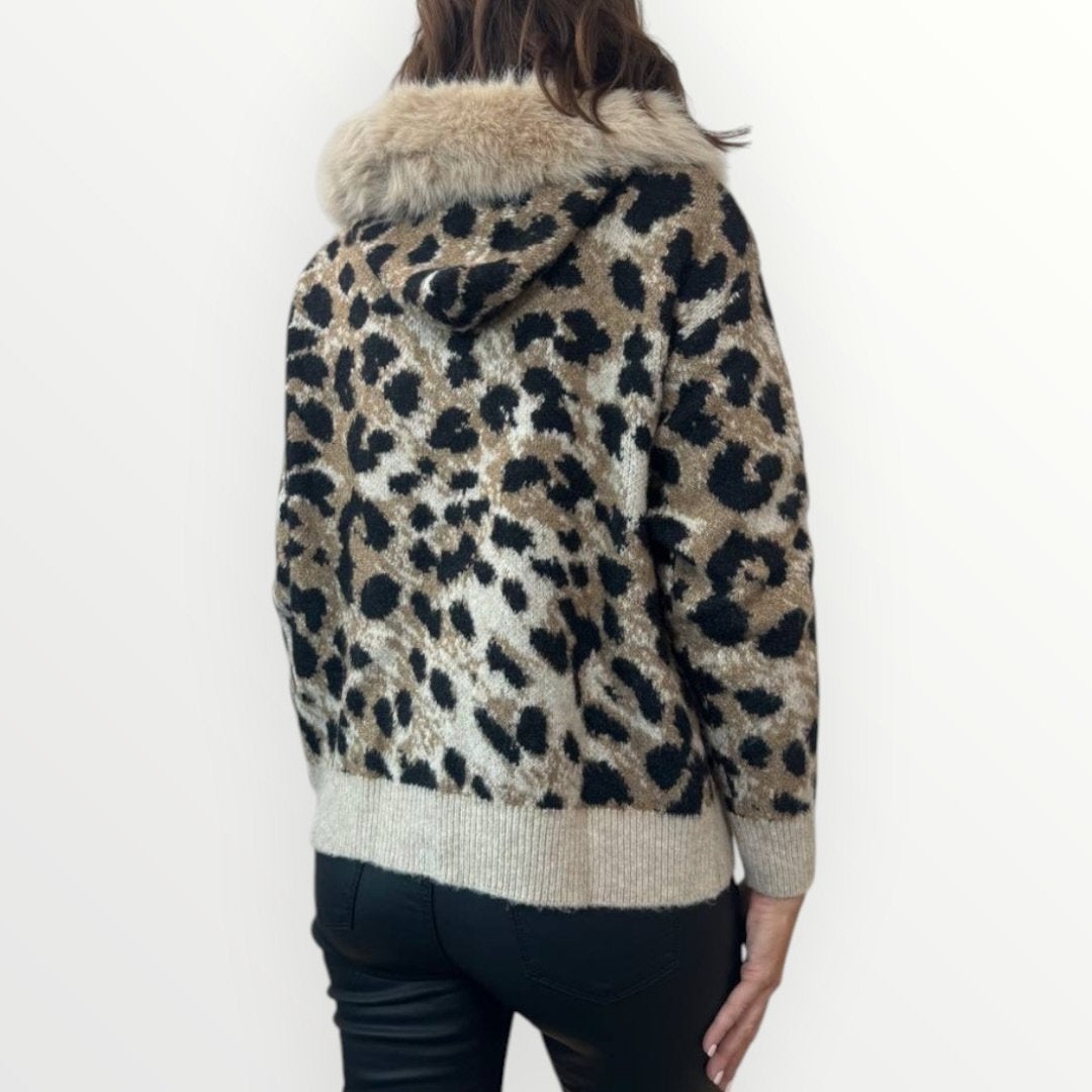 AYFEE - CARDIGAN CON CERNIERA E COLLO IN ECO-PELLICCIA Immagine secondaria del prodotto