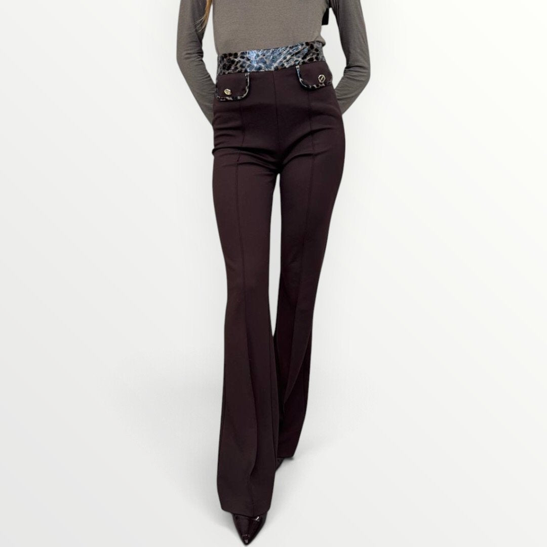 FRACOMINA - PANTALONE CON INSERTI IN ANIMALIER LUCIDI