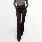 FRACOMINA - PANTALONE CON INSERTI IN ANIMALIER LUCIDI