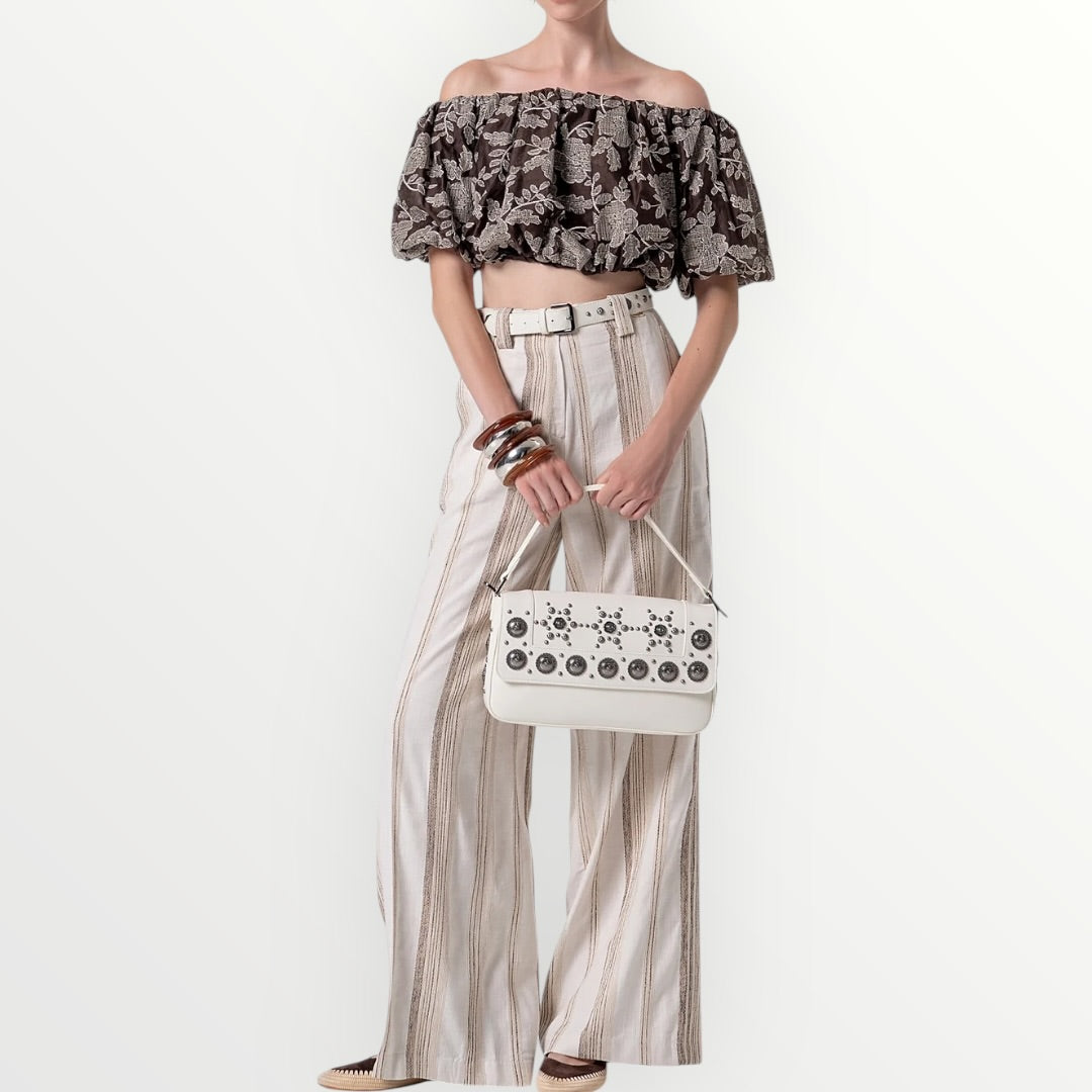 FRACOMINA - PANTALONE A PALAZZO A RIGHE
