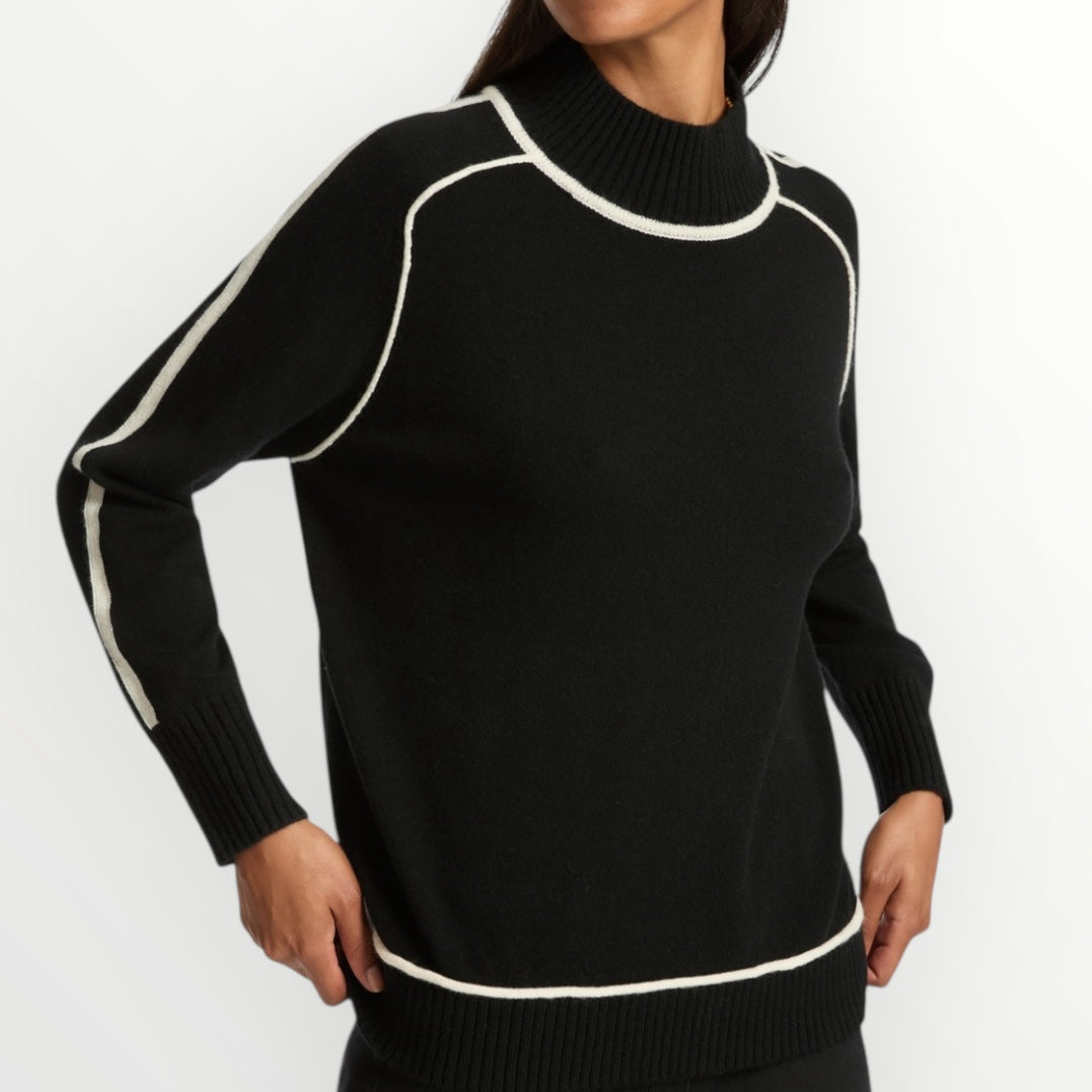 ELENA MIRO' - MAGLIA IN LANA CON BORDI A CONTRASTO