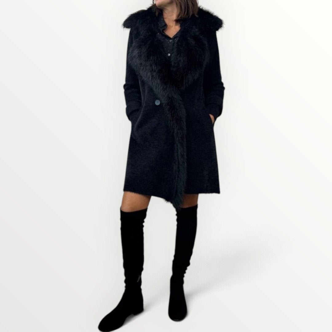NO SECRETS - CAPPOTTO CON REVER IN ECO-PELLICCIA
