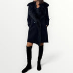 NO SECRETS - CAPPOTTO CON REVER IN ECO-PELLICCIA