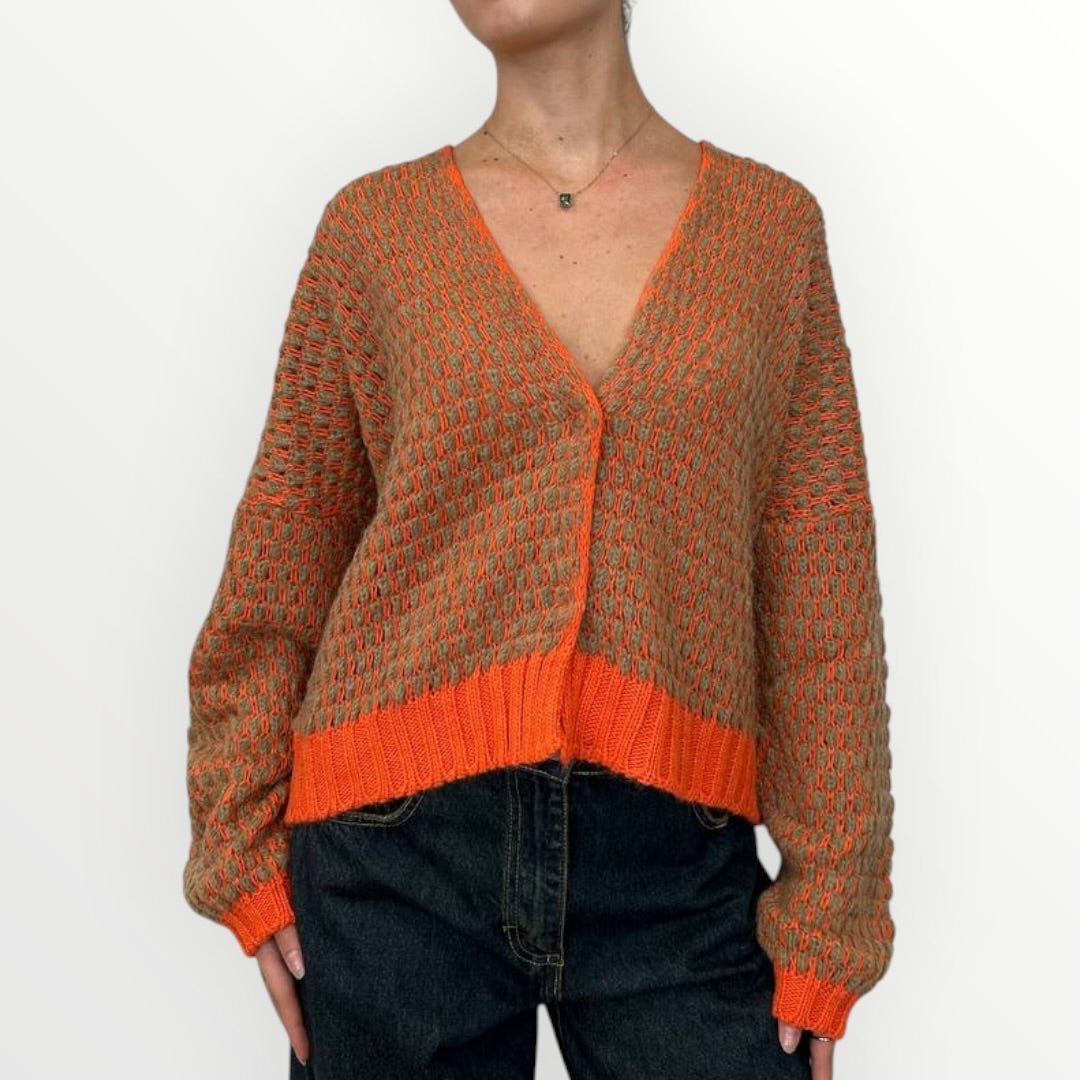 HAVEONE - CARDIGAN TRAFORATO BI-COLOR