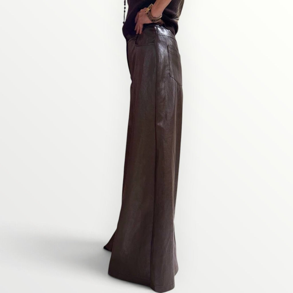 HAVEONE - PANTALONE IN ECO-PELLE SUPER PALAZZO