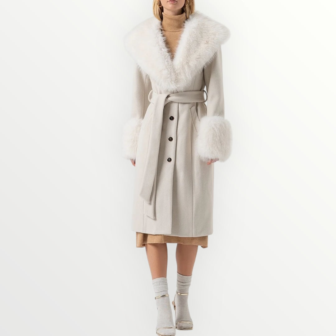 FRACOMINA - CAPPOTTO CON INSERTI DI PELLICCIA