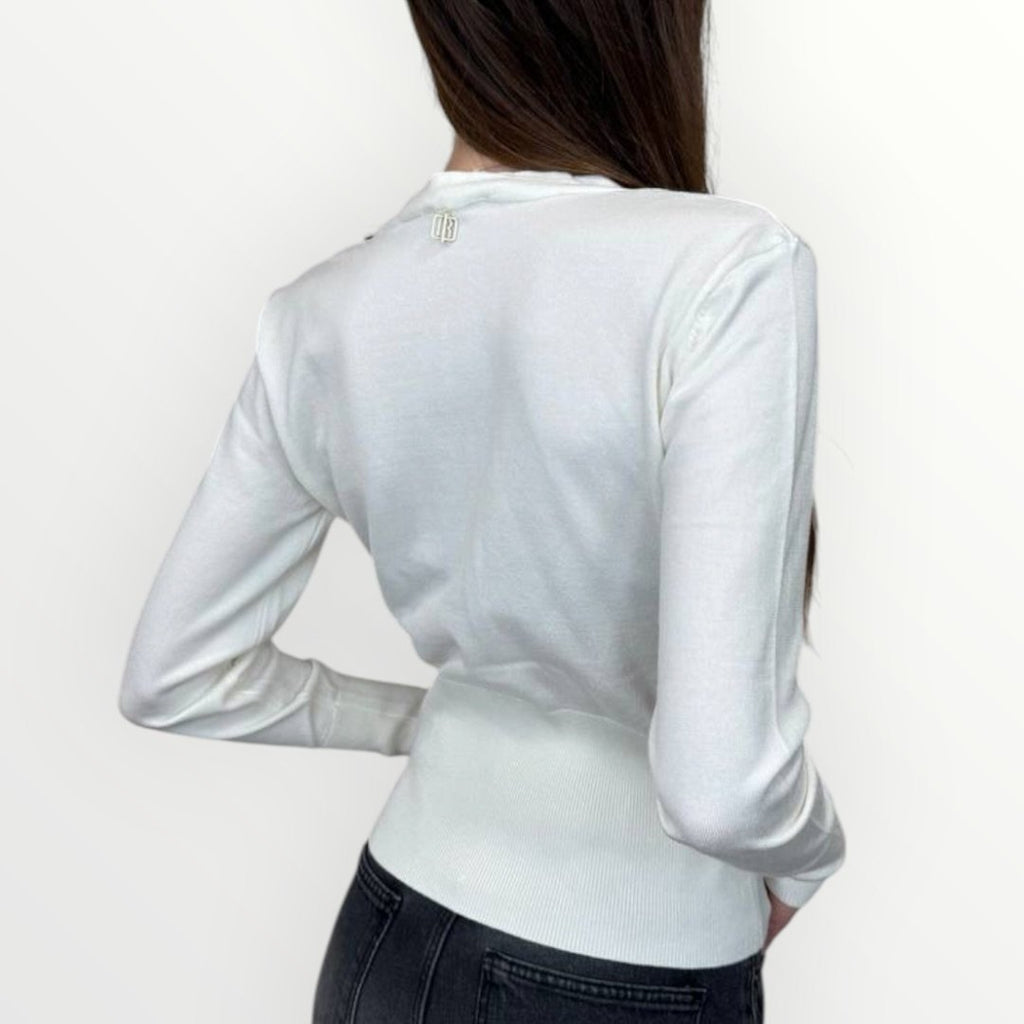FRACOMINA - CARDIGAN SEMPLICE CON SCOLLO A V E BOTTONCINI